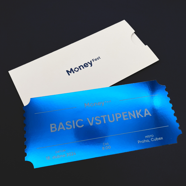 TICKET WITH POCHETTE // METALLIC BLUE