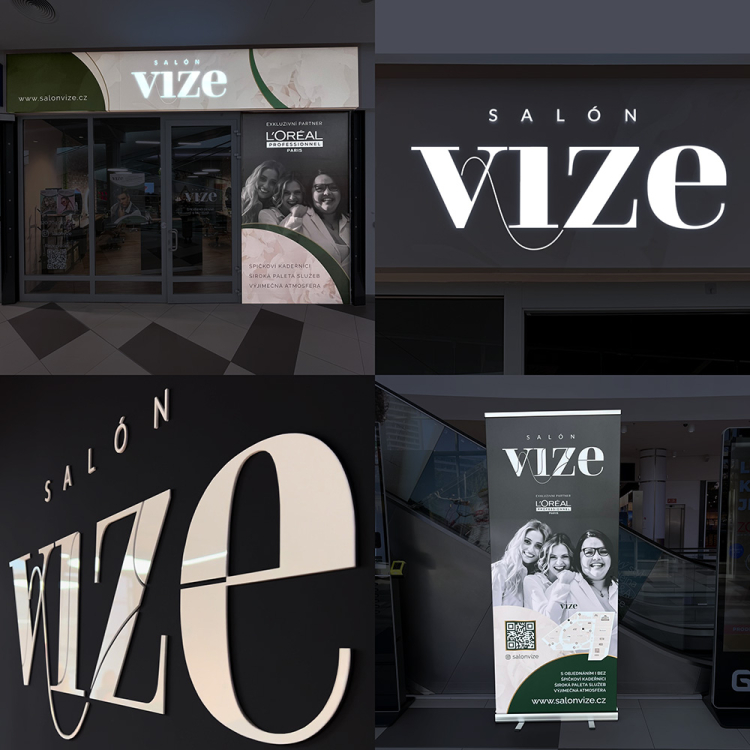 OZNAČENÍ PROVOZOVNY V OBCHODNÍM CENTRU // </BR> POLEP ZDI // 3D LOGO // ROLL-UP 